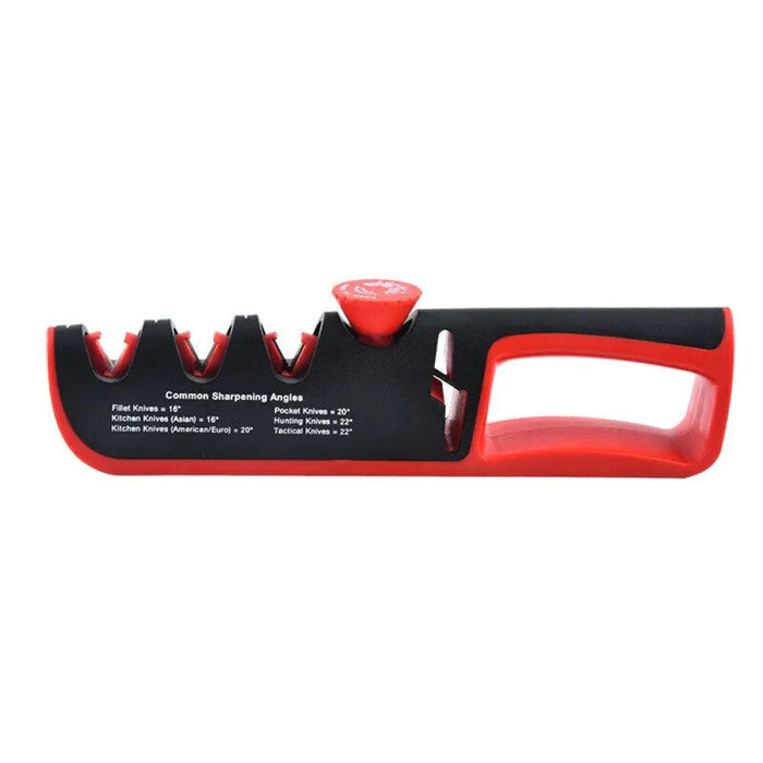 5 In 1 Kitchen Knife Sharpener Black Red Stainless Steel