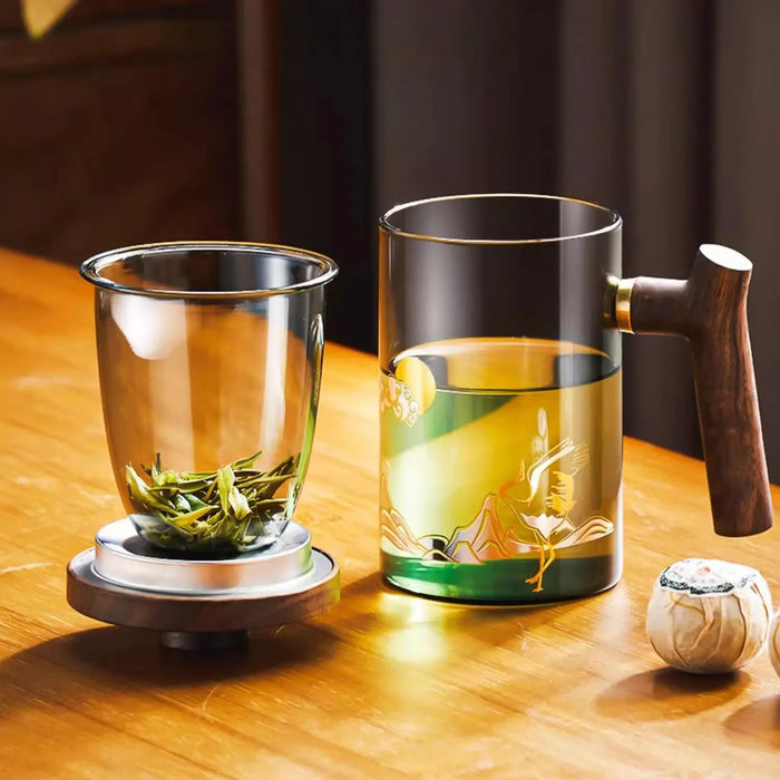 Glass Teapot Set With Wooden Handle