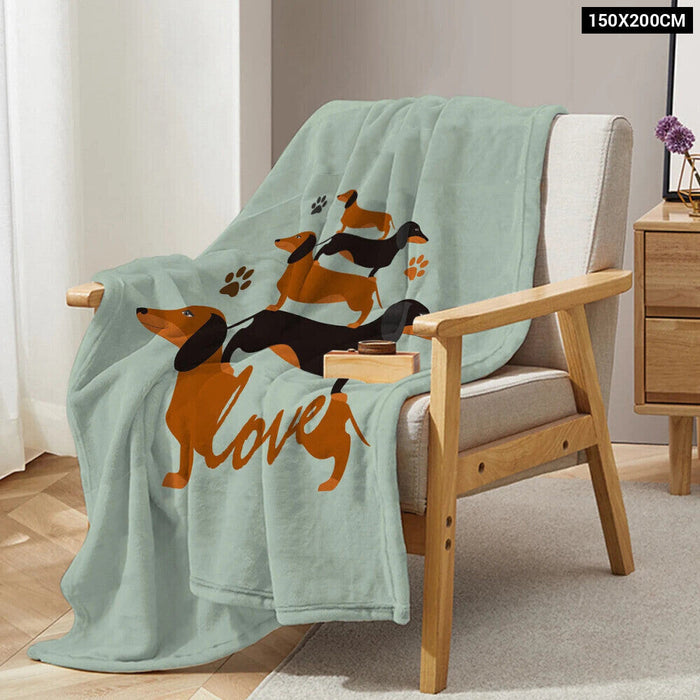 Dachshund Throw Blanket Soft Plush Fleece For Sofa Couch And Bed