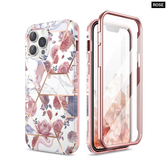 Marble Geometric Iphone 13 Pro Max Case Shockproof Cover With Screen Protector