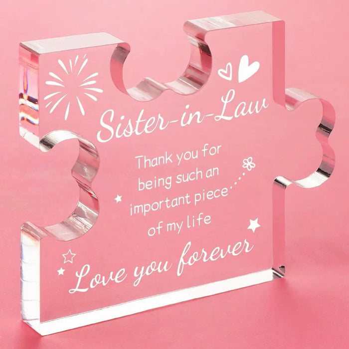 Sister In Law Gift Acrylic Puzzle For Holidays & Special Occasions