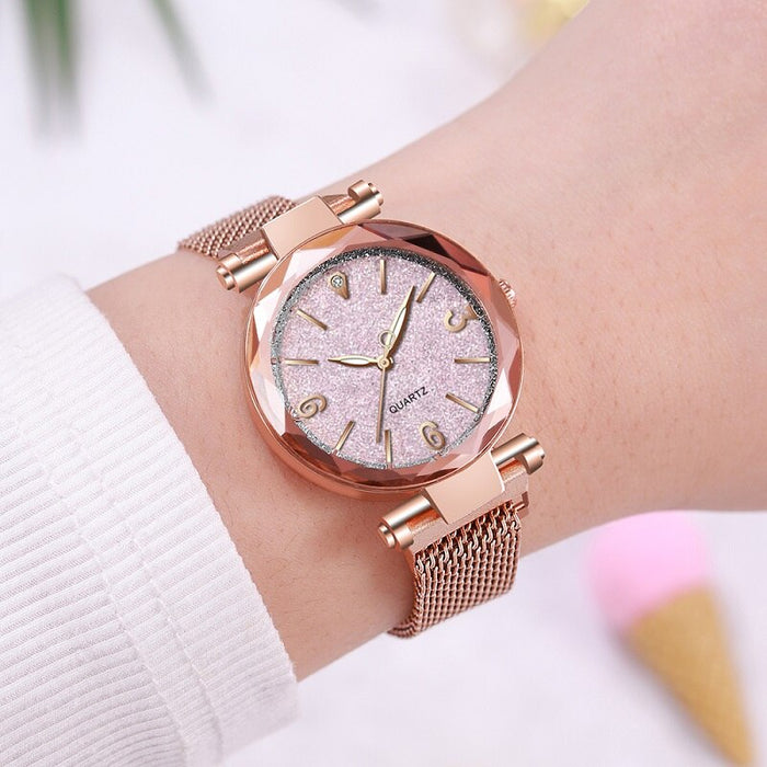 Fashion Women Watches Simple Rose Gold Mesh Belt Magnetic Quartz Wrist Watch Luxury Ladies Business Casual Watch Reloj Mujer