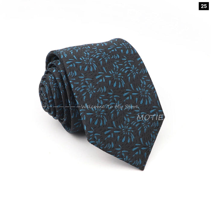 Blue Floral Jacquard Tie For Business Weddings And Daily Wear