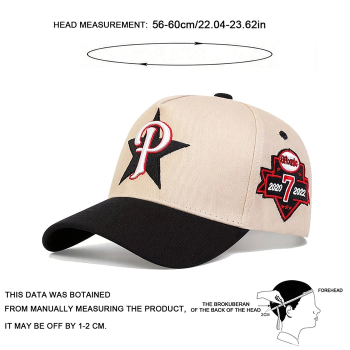 Adjustable 7 Baseball Cap / Hat P Letter Embroidery Star Design