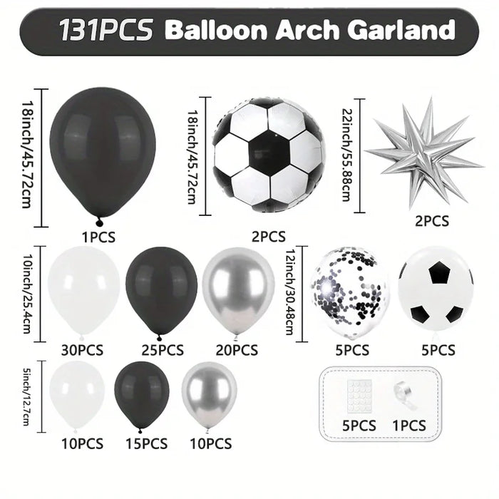 131Pcs Football Balloon Arch Balloon Arch Wreath Football Printed Balloon Birthday Sports Football Fan Themed Party Decoration