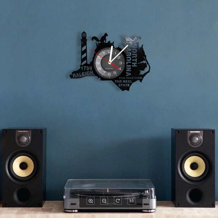 North Carolina Vinyl Record Wall Clock