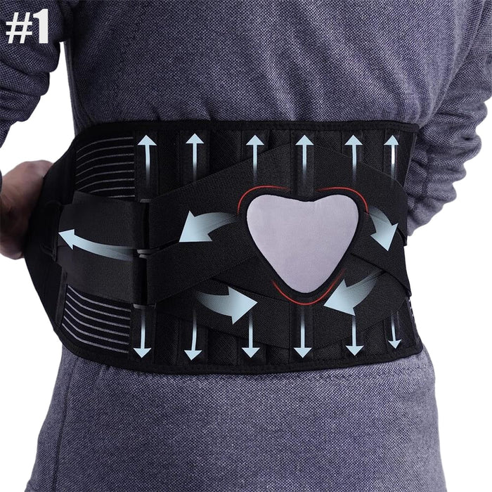 Adjustable Waist Lumbar Support Belt with 6 Stays & 16-hole Mesh for Men Women