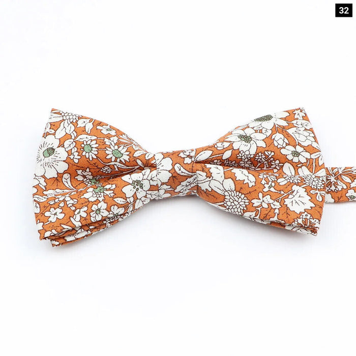 Colourful Floral Bow Ties Fashion Cotton Print For Mens Wedding And Business Suits