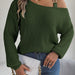 Off Shoulder Metal Buckle Sweater For Women