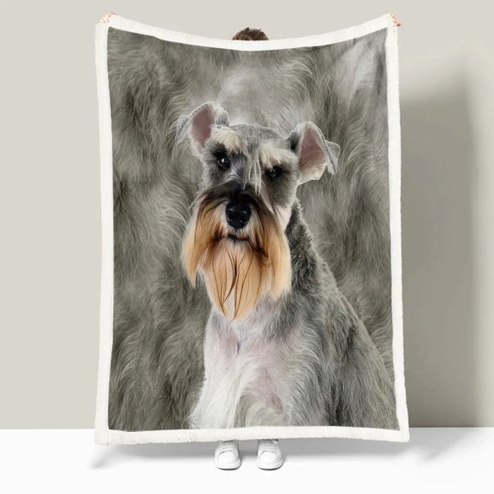 Soft Grey Schnauzer Throw Blanket Sherpa For Couch Or Bed