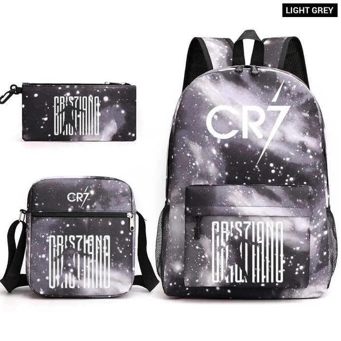 Unisex Cr7 Kids School Book Bags 3Pcs