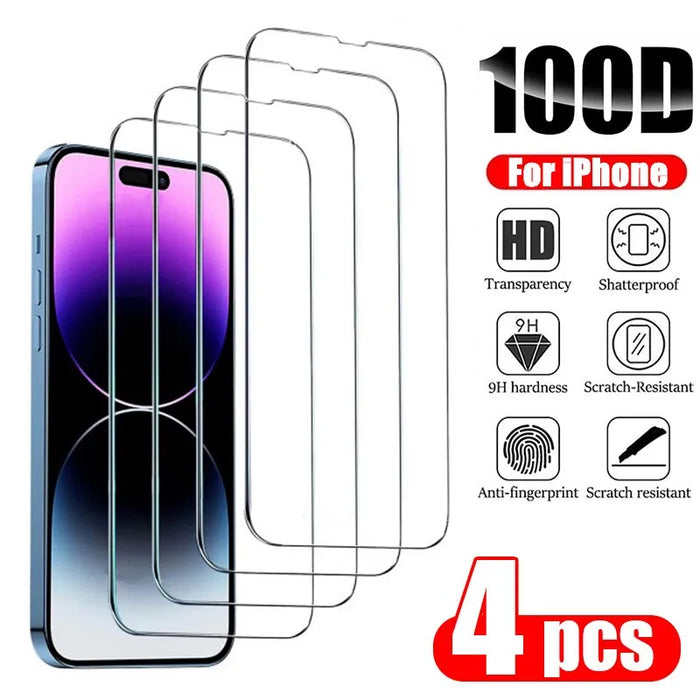 4Pcs Tempered Glass For Iphone 14 Pro Max Plus 14Pro Screen Protector Iphone 13 15 12 11 Pro Max 12Mini 13 Mini Glass