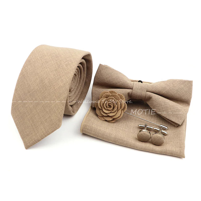 27 Colour Tie Set Classic Cotton Pocket Square Cufflink And Bowtie For Mens Wedding Party Accessories