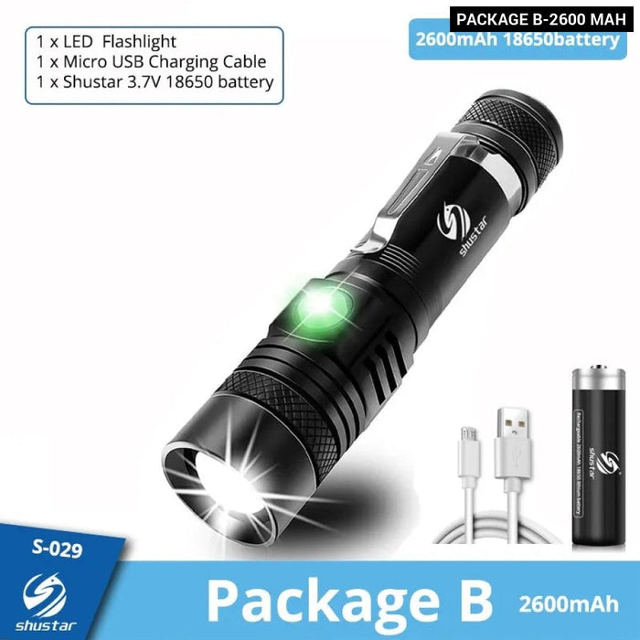 Multi Function USB Charger High Power Zoomable Waterproof  Flashlights Torch With T6 LED Lamp