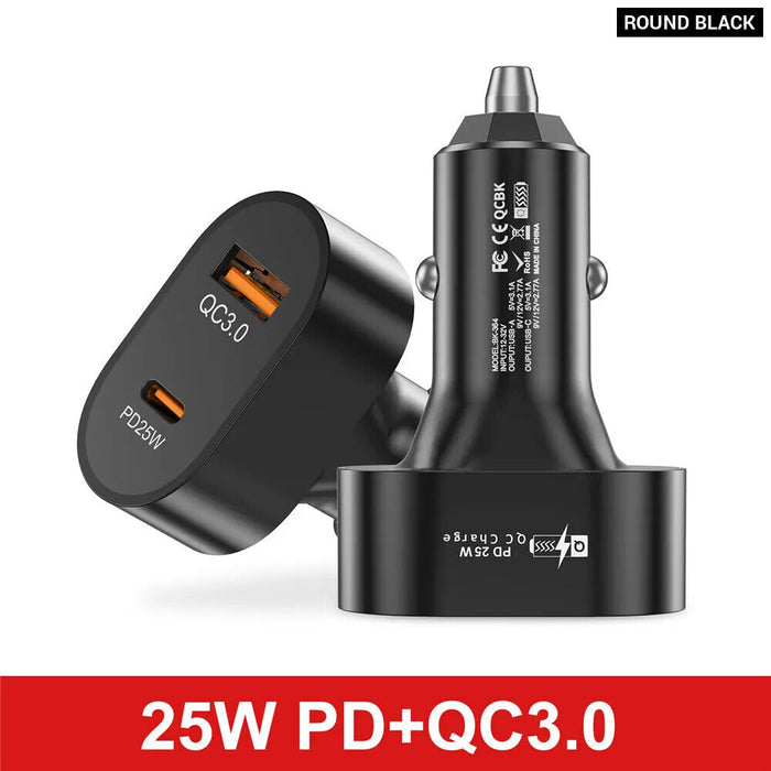 25W Usb Pd Car Charger For Iphone 14 Samsung Xiaomi Fast Charge Qc3.0 Pd3.0 Scp Afc 5A Usb C