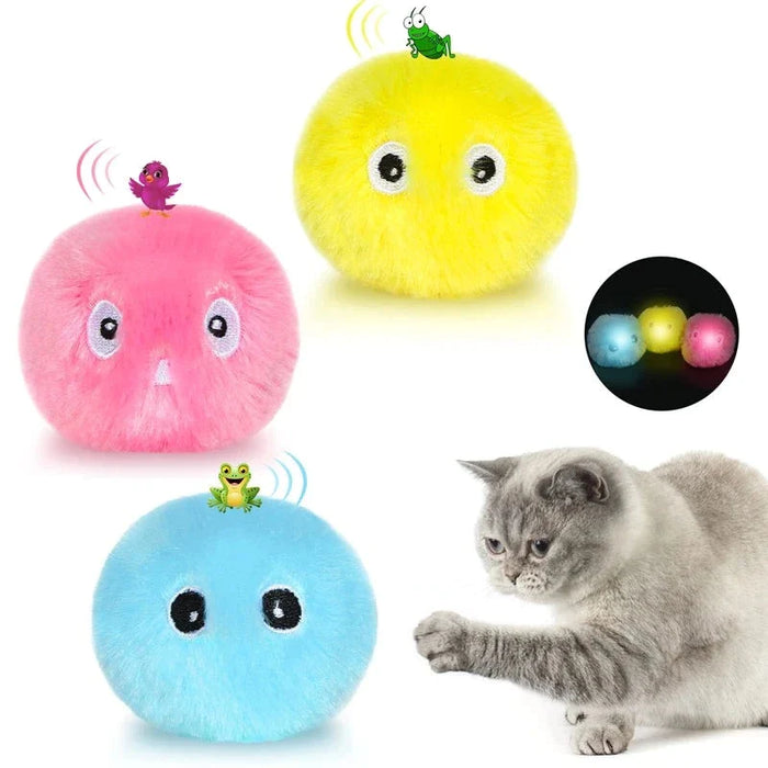 Fluffy Cat Ball Interactive Kitten Toy With Lifelike Sounds