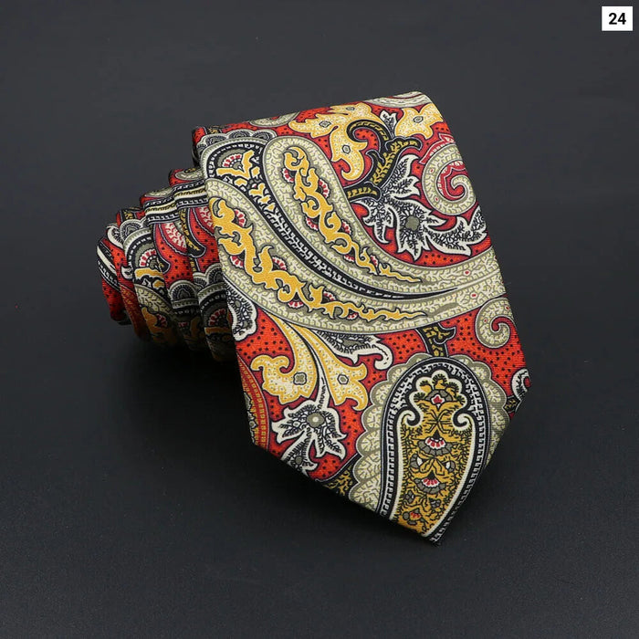 Super Soft Paisley Necktie 7Cm Slim Business Tie For Men