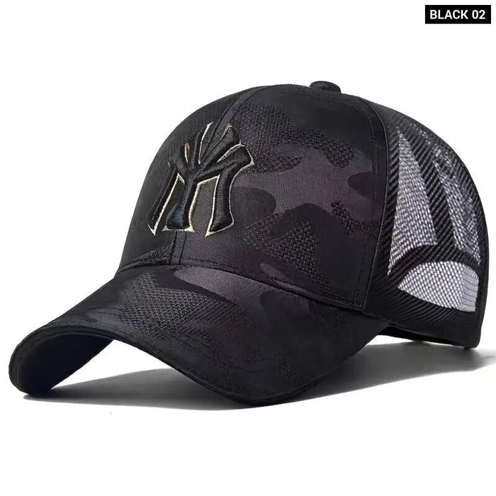 Embroidered Camo Baseball Hat For Outdoor Wear