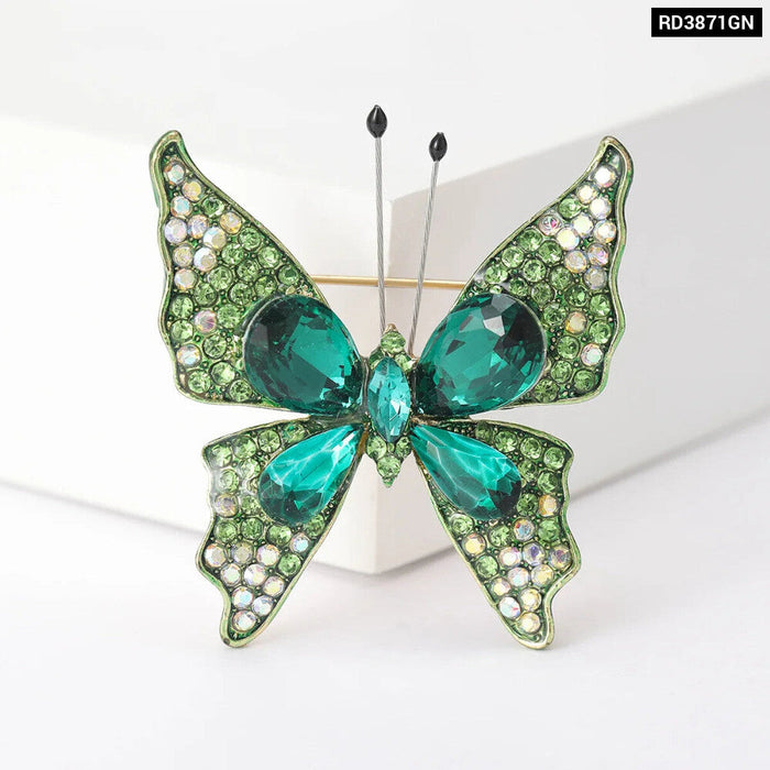 Butterfly Crystal Brooch Pin 4 Colour Rhinestone Luxury Accessory For Clothing