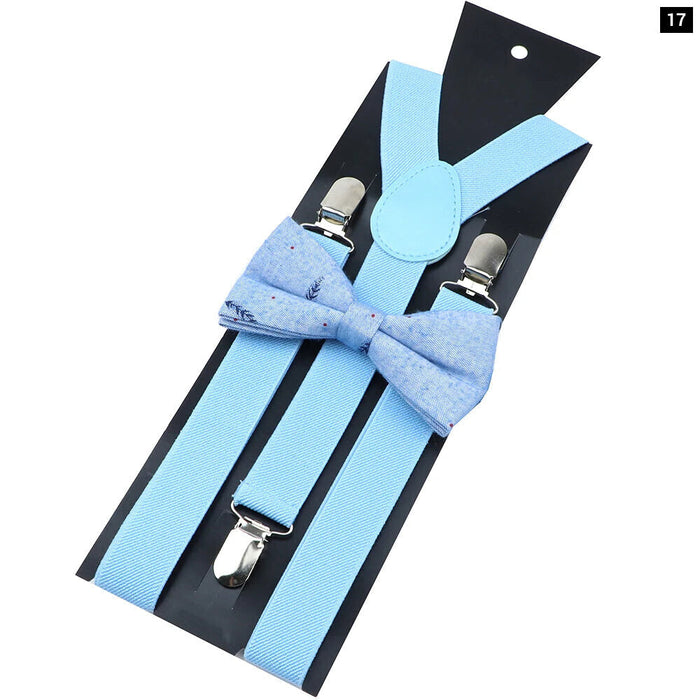 Cotton Suspenders And Bow Tie Set Adjustable And Elastic For Weddings