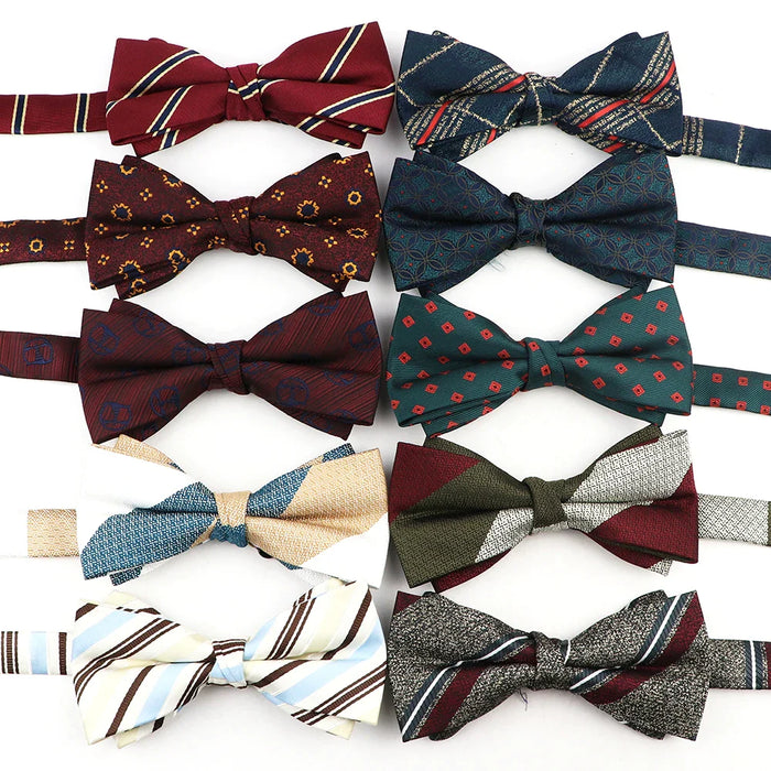 Brown Striped Bowtie For Weddings And Parties