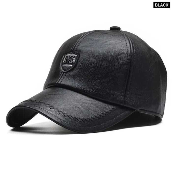 Adjustable Pu Leather Baseball Cap / Hat For Outdoor Wear