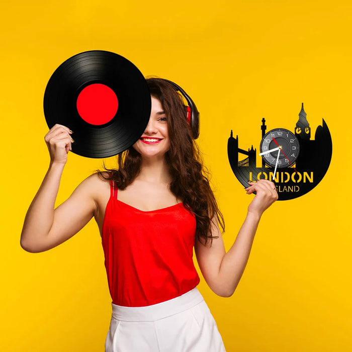 London Cityscape Vinyl Record Clock