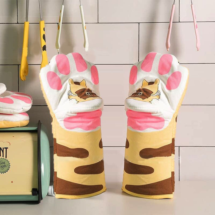 Single Microwave Cotton Gloves Cute Cat Paws Oven Insulation Gloves Single Kitchen Baking Supplies