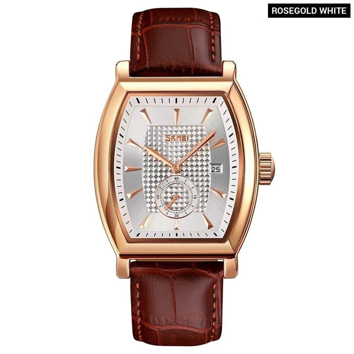 Men's PU Band Leather Analog Display Fashion Quartz 3ATM 30M Water Resistant Wristwatch