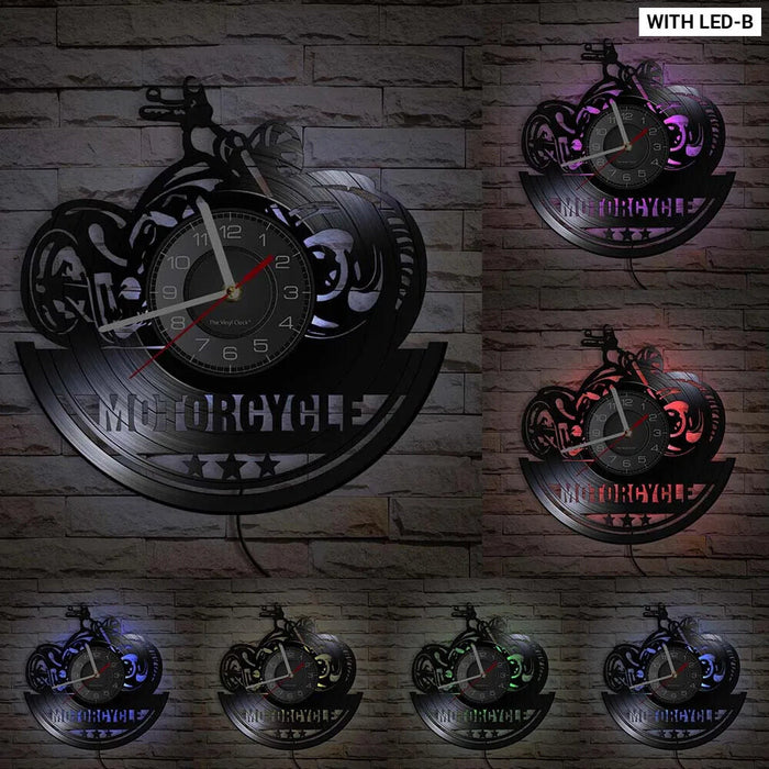 Retro Motorcycle Vinyl Record Wall Clock