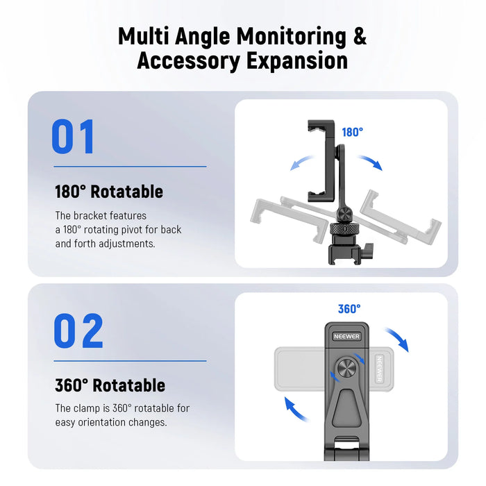 Metal Phone Tripod Mount With Cold Shoe & Nato Clamp For Dji Gimbals Iphone 15 Compatible