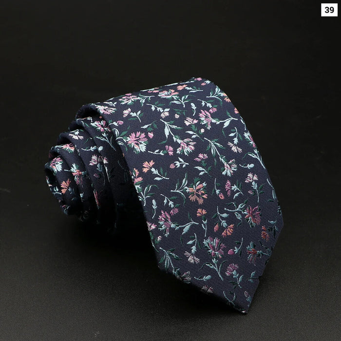 Floral Paisley Jacquard Necktie Red Blue For Mens Suits