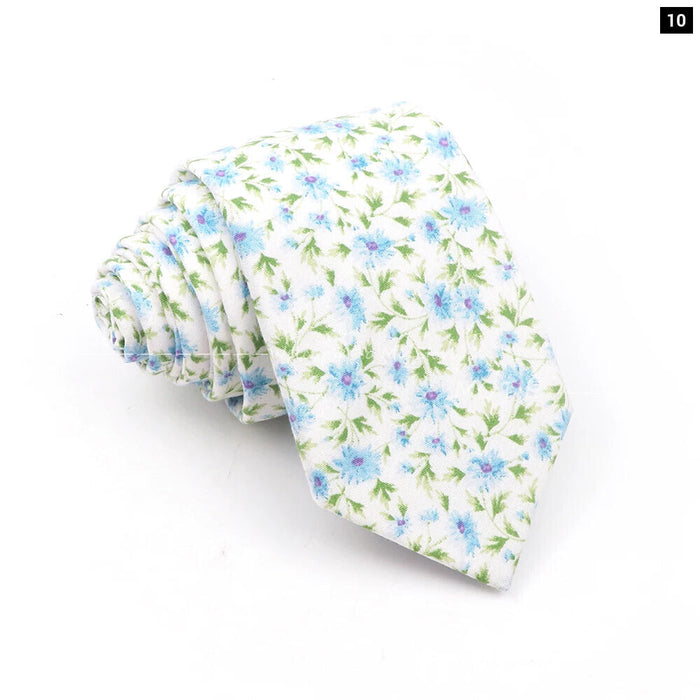 Blue Floral Cotton Ties For Weddings Business And Daily Wear