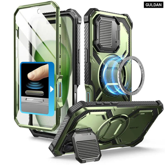 For Iphone 16 6.1" Armorbox Full-Body Rugged Holster Bumper Phone Case With Built-In Screen Protector