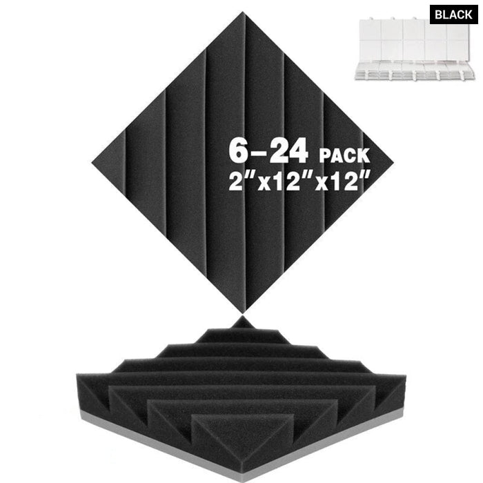 Absorption Foam Panel 6-24 Pack Diamond groove Sound Absorber, Periodic Groove Structure High Density 3D Decorative Wall Panels