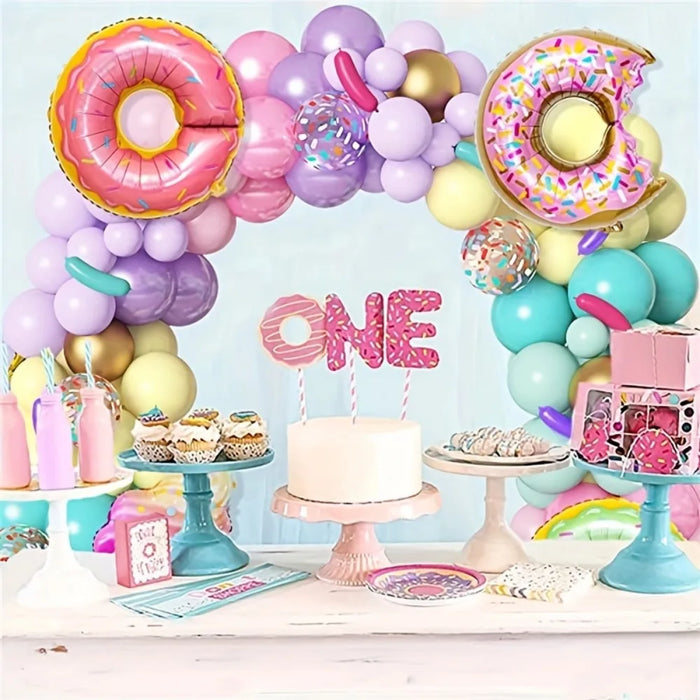 140Pcs Donut Ice Cream Balloon Arch Set Birthday Party Spring / Summer / Autumn Party Swimming Pool Balloon Decoration