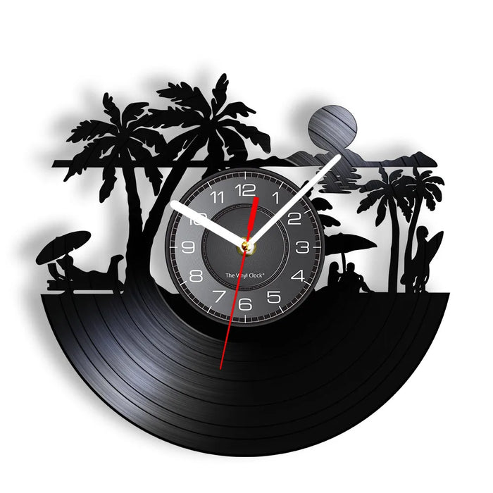 Beach Scenery Vinyl Record Clock