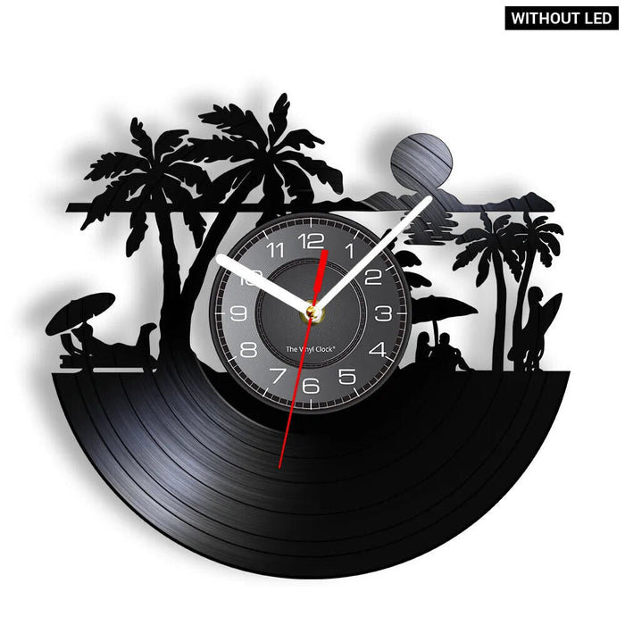 Beach Scenery Vinyl Record Clock