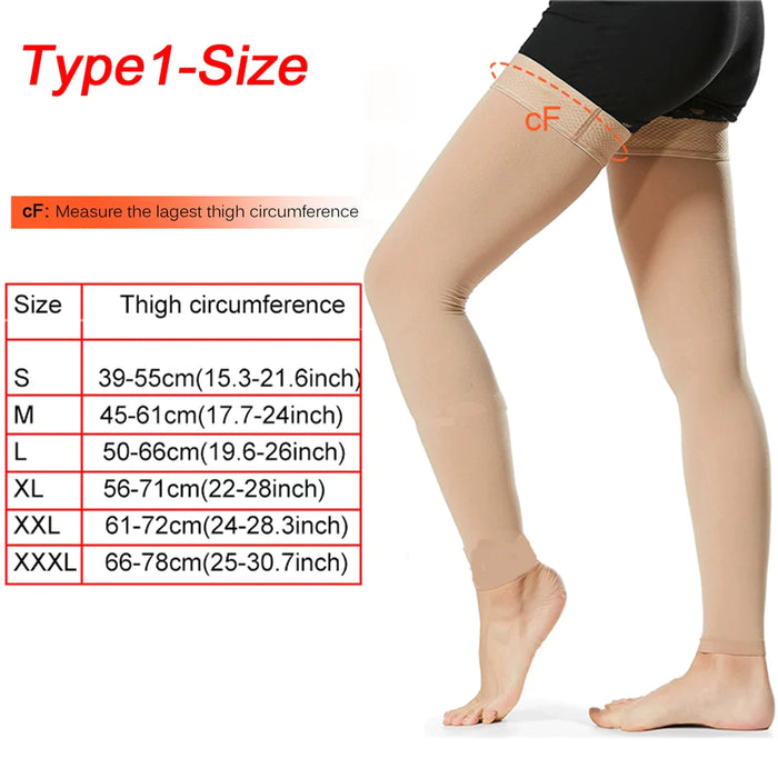 1 Pair Thigh High Compression Recovery Sleeves With Silicone Band For Women