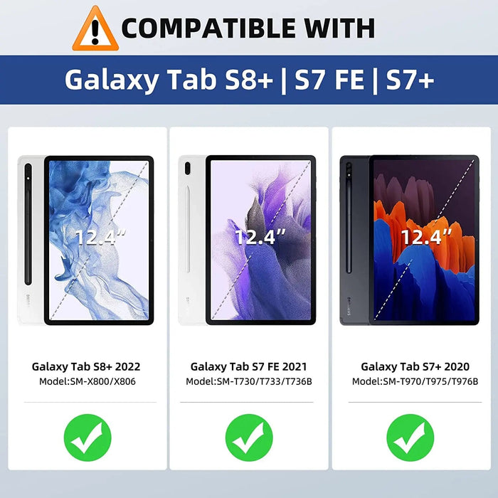 Slim Case for Galaxy Tab S8 Plus 12.4 inch 2022/ Tab S7 FE 12.4 inch 2021/ Tab S7 Plus 2022 with Pen Holder Auto Wake/Sleep