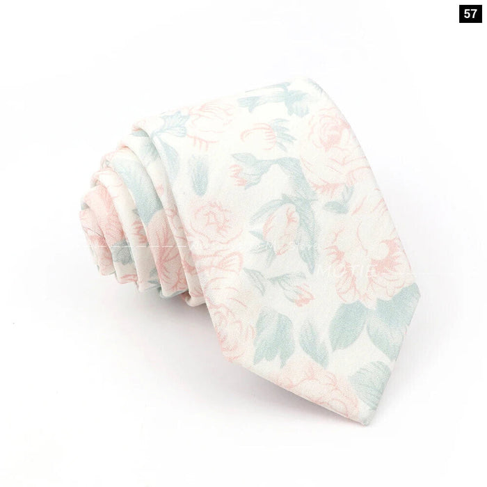 Blue Floral Cotton Ties For Weddings Business And Daily Wear