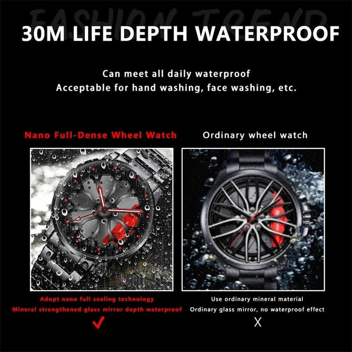 Fashion Mens Car Wheel Watches Luxury Men Sports Waterproof