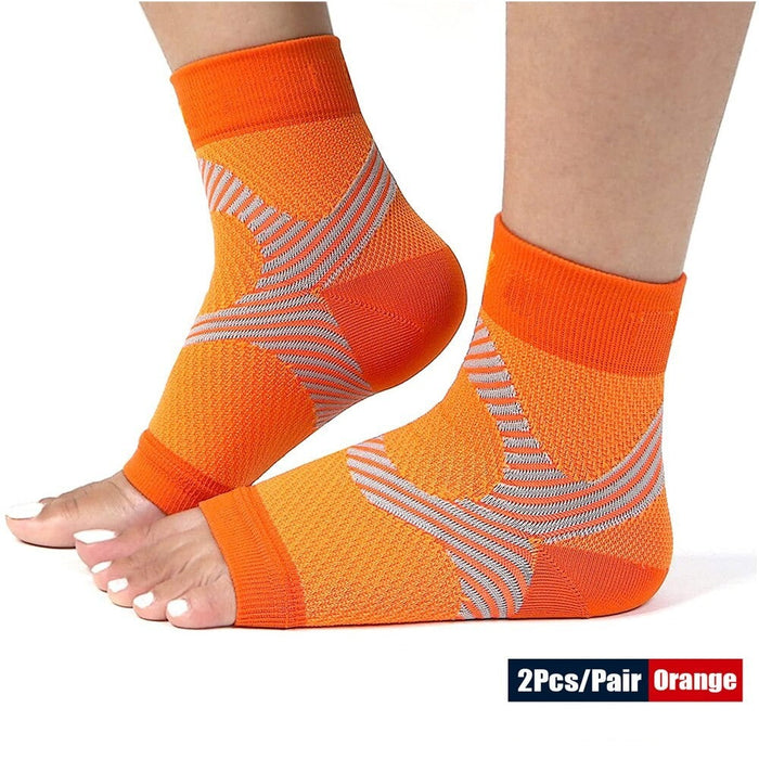 2Pcs/Pair Open Toe Foot Compression Socks for Achilles Tendonitis Brace