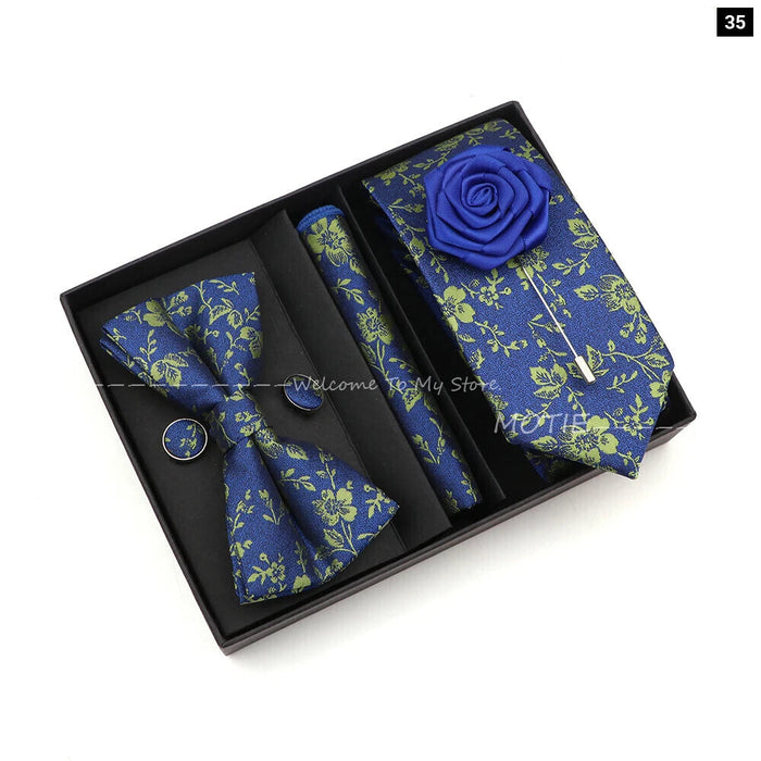 Floral Tie Set Novelty Design With Box For Parties And Business