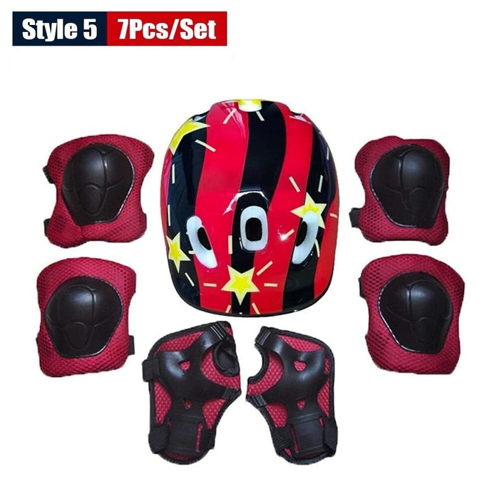 Kids Protective Gear Set Safety Helmet Wrist Elbow Knee Pads For Cycling Skating Skiing