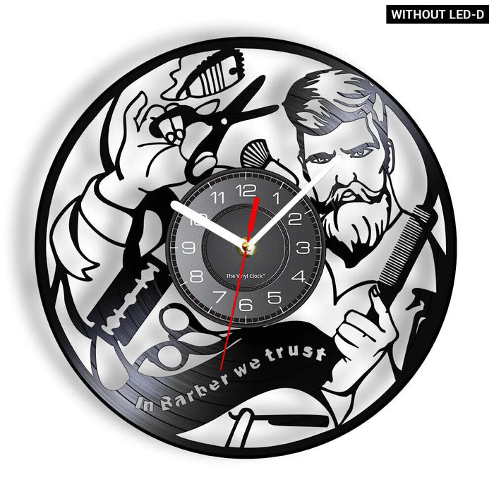 Barber Shop Vinyl Record Wall Clock