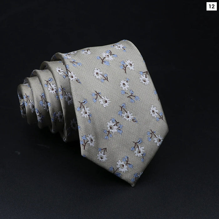 Blue Floral Plaid Tie Mens Classic Necktie For Weddings