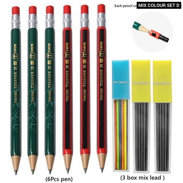 2.0Mm Mechanical Pencil Set With Sharpener And Colour Leads Stationery