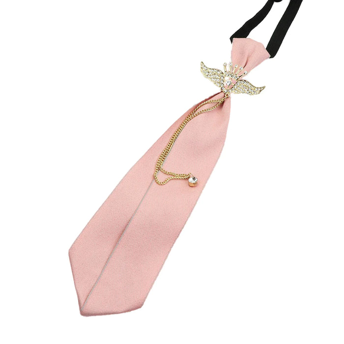 2 Pcs Pink Sage Green Ribbon Brooch Tie Set For Men Women And School Uniforms