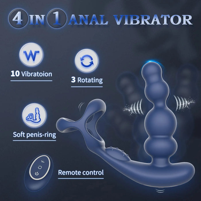 360 Rotating Prostate Vibrator With Dual Motors And Remote Control